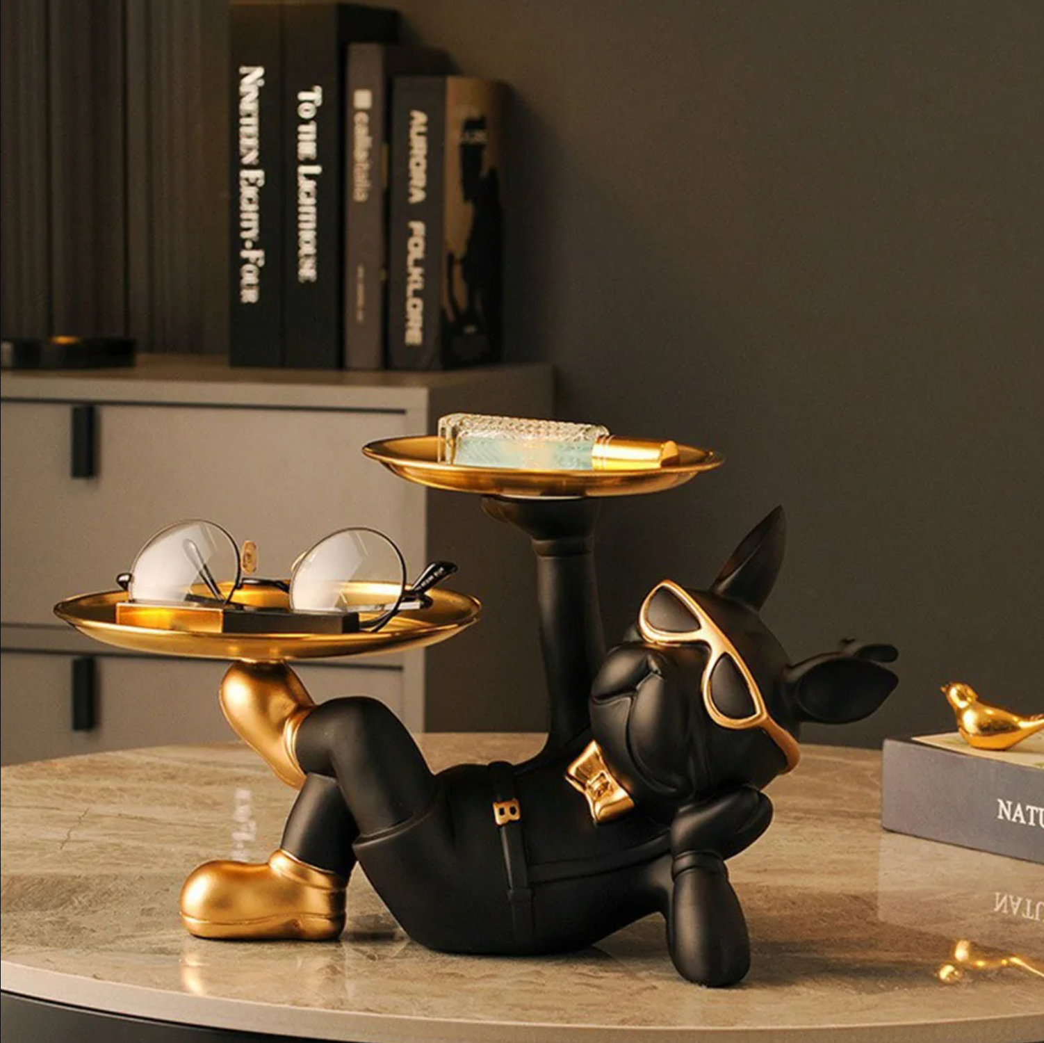 statue ALiLA Stylish Bartender Waiter Dog with Trays Statue Showpiece for Home Decoration and Gifting Item statue