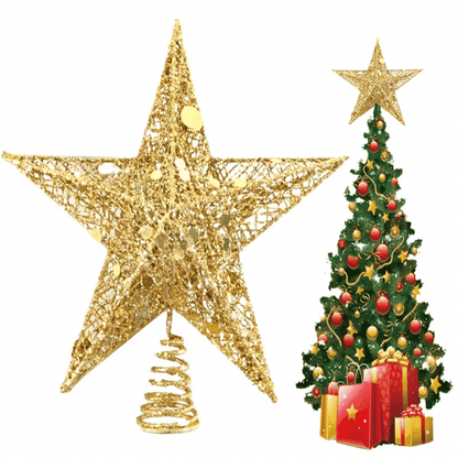 Tree Top Hanging Star for Artificial Christmas Picks for Xmas Tree Topper Stars Decorations Hanging Ornaments, DIY Xmas Wreath, Crafts, Holiday and Home Decor, 9 Inches - ALiLA
