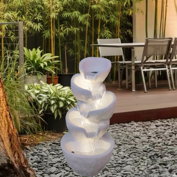 Water Fountain ALiLA ALiLa White Big Spiral Water Fountain with LED Lights for Home Living room Decor Decoration Indoor Outdoor Gift Gifting Items, 2.5 feet/30 inches Water Fountain