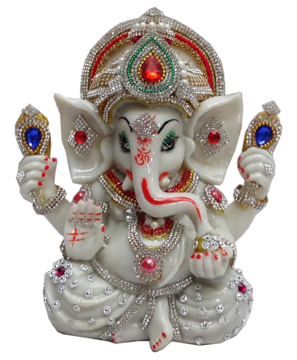 Statue ALiLA Lord Ganesha Ganapati ji Statue Idol with Ornaments for Home Temple Office Decoration & Gifting, 7 inches Height Statue