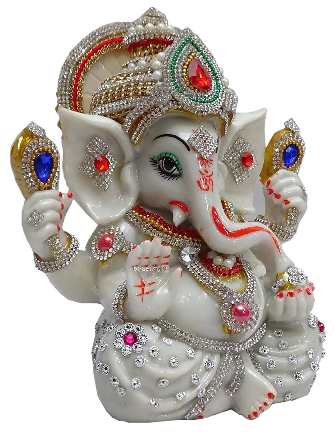 Statue ALiLA Lord Ganesha Ganapati ji Statue Idol with Ornaments for Home Temple Office Decoration & Gifting, 7 inches Height Statue