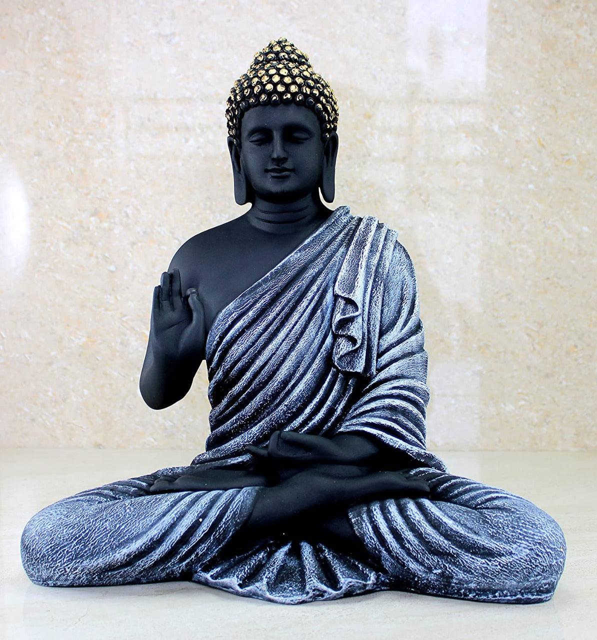 Statue ALiLA Copy of Big Size Meditating Beige Buddha Idol Statue Showpiece for Home Garden Living Room Decor Decoration Gift Gifting Items, 14 inches / 35cm / 1 Feet Statue