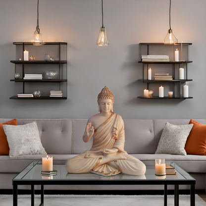 Statue ALiLA ALiLa Meditating Buddha Idol Vastu Statue Showpiece for Home Garden Living Room Decor Decoration Gift Gifting Items, 14 inches / 35cm / 1 Feet Statue