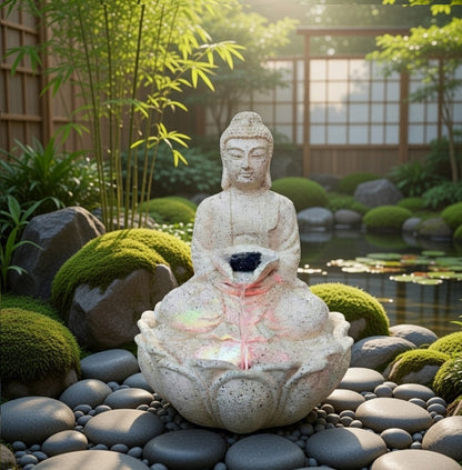 Water Fountain ALiLA ALiLa Kamal Buddha Waterfall Fountain with LED for Home, Living Room, Office table, Balcony, Garden & Lawn decoration & Gifting item Water Fountain