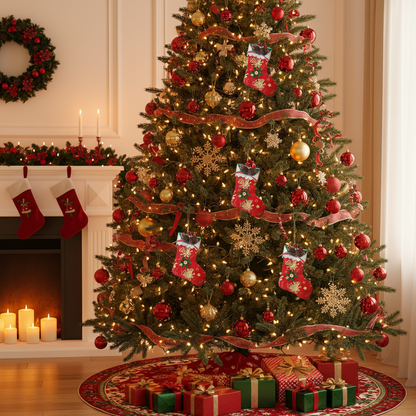 Christmas ALiLA Christmas Tree Hanging Ornaments Red Socks Festive Decor Medium Size, Set of 2 Christmas