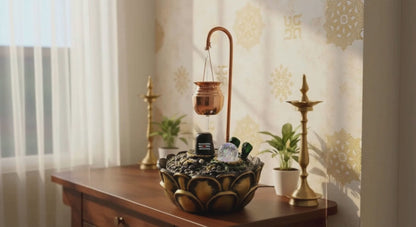 ALiLa Lord Shiva Shivling Table Top Water Fountain with LED Lights Home Decor Decoration  Indoor Outdoor Gift Gifting Items, 18 Inches Height