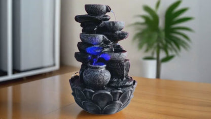 ALiLa Water Fall Fountain with LED Lights Home Living Room Decor Table Top Indoor Decoration (LXBXH: 12x9x15 Inch)