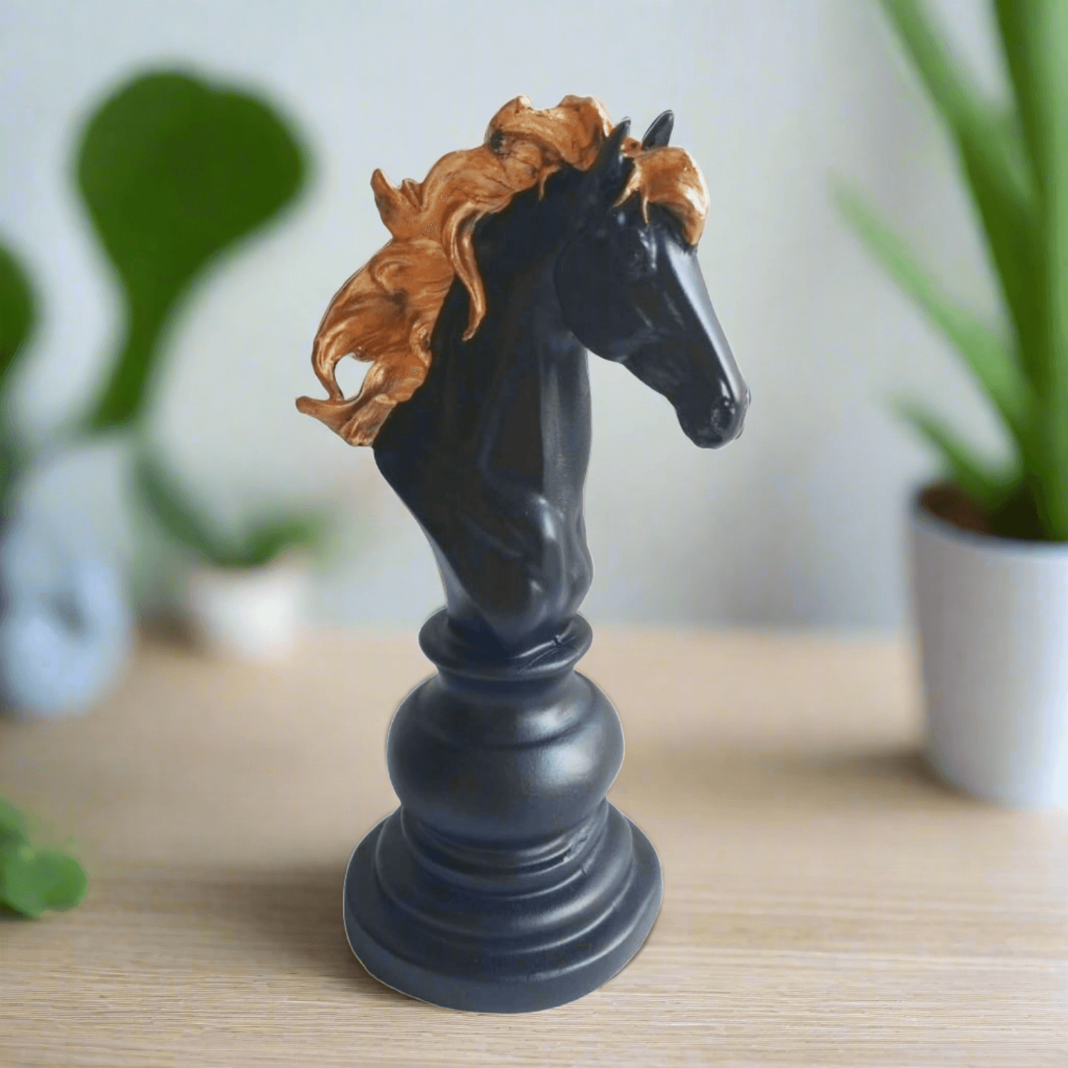 Statue ALiLA Exclusive Chess Horse Showpiece Polyresin Home Decoration Statue & Gifting item, 8 Inches Black Statue