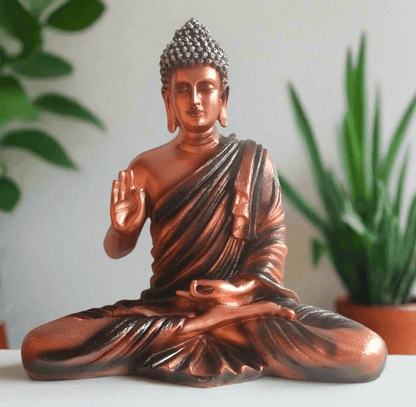 ALiLa Big Size Meditating Copper Buddha Idol Vastu Statue Showpiece for Home Garden Living Room Decor Decoration Gift Gifting Items, 14 inches / 35cm / 1 Feet - ALiLA